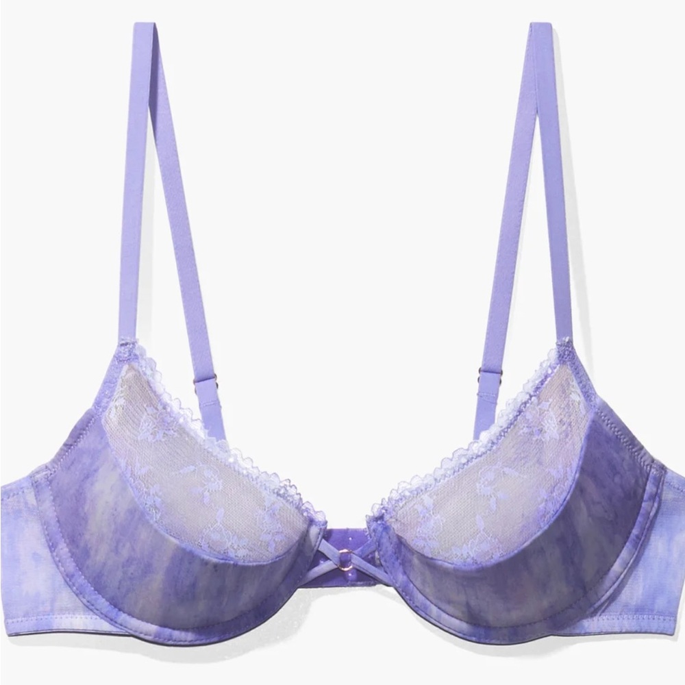 Savage X Fenty Watercolor Tie Dye Half Cup Bra with Lace
